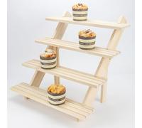 SANON 4-Tier Retail Earring Display Riser, Wooden Cupcake Stand 12 Slots Earring Ring Holder for Cupcakes, Desserts, Brooch, Bracelet, Tabletop Jewelry Display