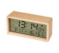 SANON Digital Alarm Clocks Bedside, Battery Powered Wooden Alarm Clock With LCD Display Backlight Snooze Temperature and Humidity for Bedroom Dorm