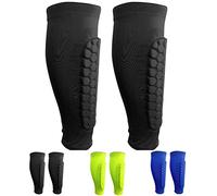 SANON Football Shin Pads, Shin Guards Professional Crashproof Shin Pads for Football Games Beginner, Running, Jogging, Cycling, Fitness, Teenagers Boys Girls Men Women 1 pair (Black)
