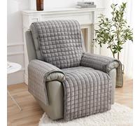 SANON Recliner Protector, Quilted Recliner Chair Cover Furniture Protector Armchair Couch Cover Velvet Recliner Slipcover Water Resistant Fitted for Kids and Pets, Grey