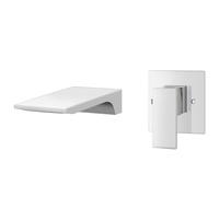 SANON Wall Mounted Bath Taps, Waterfall Bath Filler Taps Wall Basin Tap Bathroom Faucet Single Lever Waterfall Tub Vanity Vessel Faucet Bathroom Basin Mixer Tap, Silver