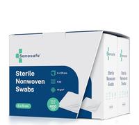 Sanosafe 400 Pieces Sterile Non-Woven Swabs 5x5 cm | Wound Dressing Pads | Soft, Lint-Free & Highly Absorbent