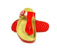 Sanosan Geneve Lacquered Red Women's Designer Thong Sandals (Numeric_3)