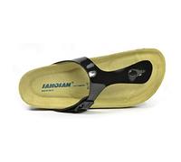 Sanosan Geneve Ladies Toe Post Sandals Lacque Black Patent