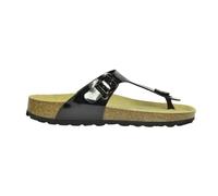 Sanosan Geneve Ladies Toe Post Sandals Lacque Black Patent