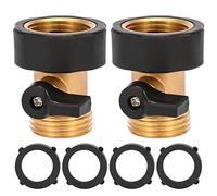 Sanpaint 2 Pack 3/4" Heavy Duty Brass Shut Off Valve Garden Hose Connector,1-Way Restricted-Flow Water Shut-Off
