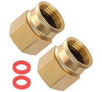 Sanpaint 2 Pack Brass Garden Hose Adapter, 3/4" NPT x 3/4" GHT Connector with Dual Swivel, Female to Female Pipe Thread, Includes 2 Washers