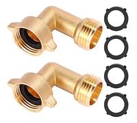 Sanpaint 2 Pack Garden Hose Elbow Connector 90 Degree Brass Hose Elbow, 3/4" Heavy Duty Hose Adapter with 4 O-rings Brass Garden Hose Elbow Solid Brass Adapter