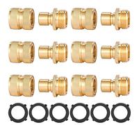 Sanpaint 3/4 Inch Brass Garden Hose Fitting Quick Connector Male and Female Set, 6 Set
