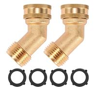 Sanpaint 45 Degree Garden Hose Elbow, Eliminates Stress and Strain On RV Water Intake Hose Fittings, 3/4" GHT and Solid Brass, 2 Pack