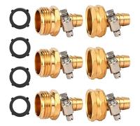 Sanpaint,Brass Garden Hose Connector Repair Mender Kit with Stainless Clamp,Fits 1/2" Water Hose Fitting,3 Sets(1/2" Barb x 3/4" GHT)