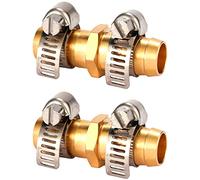 Sanpaint Brass Garden Hose Repair Connector with Clamps, Fit for 1/2" Garden Hose Fitting, 2 Set