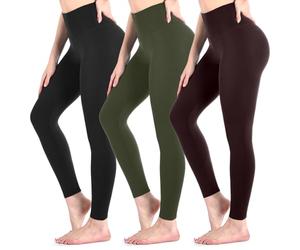 Sanpetix 3 Pack Black Leggings for Women Black/Brown/ArmyGreen LXL