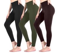 Sanpetix 3 Pack Black Leggings for Women Black/Brown/ArmyGreen SM