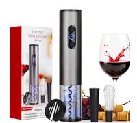 SANPINTECH Electric Wine Opener Set, Rechargeable Automatic Wine Corkscrew Bottle Opener with Foil Cutter, Vacuum Stopper, Wine Pour for Wedding Party Home Gifts (Silver)
