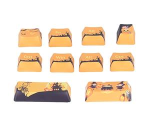 Sanpyl DIY PBT Keycaps, Halloween Theme 10Pcs DIY Five-Sided Custom Dye-Sublimation Keycaps for DIY Gaming Mechanical Keyboard, Esc, 2*Shift, 2*Ctrl, Win, Fn, Menu, 2*Alt Keys