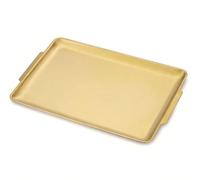 SANQIAHOME 16.3" x 11.0" Large Serving Platters, Stainless Steel Heavy-Duty Large Serving Trays, Gold Rectangular Plates for Food, Fruit, Party, Wedding, Christmas, Chip and Scratch Resistant