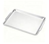 SANQIAHOME 16.3" x 11.0" Large Serving Platters, Stainless Steel Heavy-Duty Large Serving Trays, Silver Rectangular Plates for Food, Fruit, Party, Wedding, Christmas, Chip and Scratch Resistant