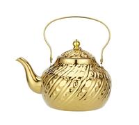 SANQIAHOME 2000ml stainless steel antique style teapot,with Infuser, thickened boiling kettle, lifting handle,Gold, (DD)