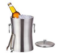 SANQIAHOME 3L Ice Bucket Stainless Steel Double Walled Vacuum Insulated with Lid & Tong Champagne Buckets for Cocktail Bar, Parties & Outdoor