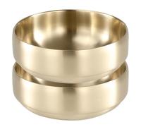 SANQIAHOME 47oz/8.3 Quality Stainless Steel Salad Bowl 2pcs/Set Double-Walled Anti-Scald, Dishwasher Safe, Large Serving Bowl for Family & Parties Golden