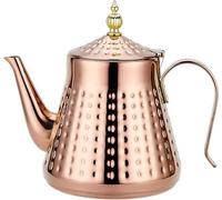 SANQIAHOME Stainless Steel Teapot 1.2L(40oz) 4-5 Cups,with Removeable Infuser,Good Pour,Hammer Patterned, Brew Loose Leaf Tea Bag,Copper