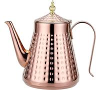SANQIAHOME Stainless Steel Teapot 1.6L(54oz) 5-6 Cups,with Removeable Infuser,Good Pour,Hammer Patterned, Brew Loose Leaf Tea Bag,Copper