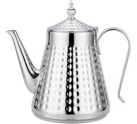 SANQIAHOME Stainless Steel Teapot 1.6L(54oz) 5-6 Cups,with Removeable Infuser,Good Pour,Hammer Patterned, Brew Loose Leaf Tea Bag,Silver