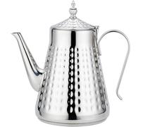 SANQIAHOME Stainless Steel Teapot 1.8L(60oz) 6-8 Cups,with Removeable Infuser,Good Pour,Hammer Patterned, Brew Loose Leaf Tea Bag,Silver