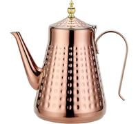 SANQIAHOME Stainless Steel Teapot 1.8L(60oz) 6-8 Cups,with Removeable Infuser,Good Pour,Hammer Patterned, Brew Loose Leaf Tea Bag,Copper