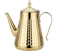 SANQIAHOME Stainless Steel Teapot 1.8L(60oz) 6-8 Cups,with Removeable Infuser,Good Pour,Hammer Patterned, Brew Loose Leaf Tea Bag,Gold