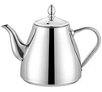 SANQIAHOME Stainless Steel Teapot Coffee Servers 52oz(1.5 litres) 5-6 Cups，Easy Pour Silver Tea Pot
