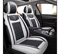 SanQing Car Seat Covers Full Set, Super Luxurious Heavy Duty Waterproof Leather Automotive Vehicle Cover for Cars SUV Pick-up Truck, Universal Non-Slip Seat Pink Car Accessories (BLACK WHITE)