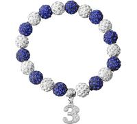 SANQINGER Crystal Rhinestone Sports Competitive Baseball Bracelet, Blue and White Beads With Number Accessories,Greek Sorority Jewelry Gift, 7.0 Inches, Glass, no gemstone