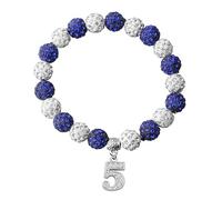 SANQINGER Crystal Rhinestone Sports Competitive Baseball Bracelet, Blue and White Beads With Number Accessories,Greek Sorority Jewelry Gift, 7.0 Inches, Glass, no gemstone