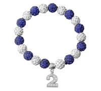 SANQINGER Crystal Rhinestone Sports Competitive Baseball Bracelet, Blue and White Beads With Number Accessories,Greek Sorority Jewelry Gift, 7.0 Inches, Glass, no gemstone