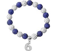 SANQINGER Crystal Rhinestone Sports Competitive Baseball Bracelet, Blue and White Beads With Number Accessories,Greek Sorority Jewelry Gift, 7.0 Inches, Glass, no gemstone