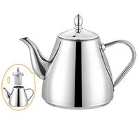SANQINHOME Stainless Steel Teapot with Infuser 52oz(1.5 litres) 6-8 Cups,Good Pour Silver Tea Pot with Strainer Filter to Brew Loose Leaf Tea Bag