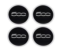 SANQIUTOU 4pcs Hub Center Cap Stickers for Fiat 500 Abarth Punto Bravo Stilo Panda 56mm, Black Plastic Stainless Steel Car Logo Protective Sticker Sunscreen Waterproof Dustproof