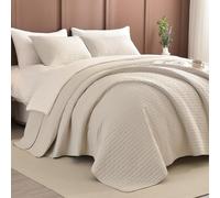 Sanracie California King Bedspreads 120"x120", 100% Cotton Wheat Colored Oversized King Quilt Coverlet Set Extra Large Wide Breathable Lightweight Cozy Cloud Quilt Bed Cover Thin Quilt for All Season