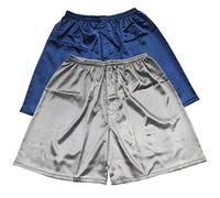 Sanraflic Men's Satin Boxers Shorts Pack Underwear (Blue + Gray, XXL)