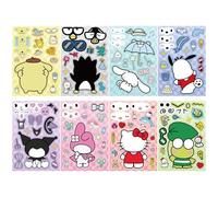 Sanriio Stickers, 24PCS Kitty Face Stickers, DIY Make Your Own Sticker, Kuromi Sticker for Party Bags, Driflo Cinamoroll Stickerss, Suitable for Birthday Party Supplies Gifts