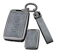 SANRILY Gray Metal Leather 4 Button Key Fob Cover Compatible with Great Wall TANK 300 500 Tank300 Tank500 GWM WEY for Haval Keyless Key Holder with Keychain B