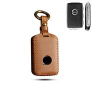 SANRILY Handmade Leather Key Fob Cover for Volvo XC90 XC60 S60 2017 2018 2019 2020 XC40 Keyless Smart Key Case with Keychain Brown
