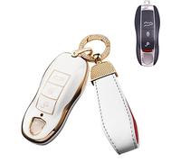 SANRILY Key Cover for Porsche Key Fob, Beige, Medium
