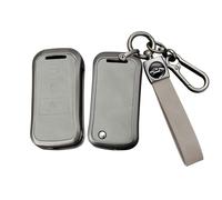 SANRILY Metal Leather 3 Button Flip Key Fob Cover Compatible with Porsche Cayenne 1st Generation 2003-2010 Turbo S GTS V6 V8 Remote Key Shell Case Key Protector Keyless with Keychain Gray