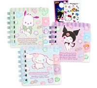 Sanrio 3 Mini Pocket Notebooks Set - Hello Kitty Stationery Bundle Featuring Cinnamoroll, Kuromi, Pochacco Plus Stickers, More | 3 x 3 Inch Sanrio Mini Diaries