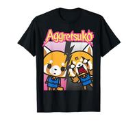 Sanrio Aggretsuko Split Personality T-Shirt - Women's Anime Novelty T-Shirt - Black - Small