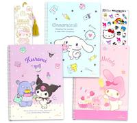SANRIO Cinnamoroll, My Melody, Kuromi Notebook Set Notebook Bundle with 3 Notebooks Plus Stickers, More | Hello Kitty and Friends School Supplies