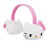 Sanrio Hello Kitty 3D Plush Earmuffs, Adjustable Winter Ear Warmers for Girls, Soft Cozy Headband, Pink Bow, White/Pink